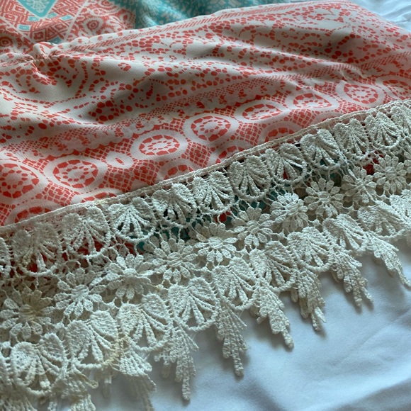 Coral and sea green dress - Picture 4 of 5